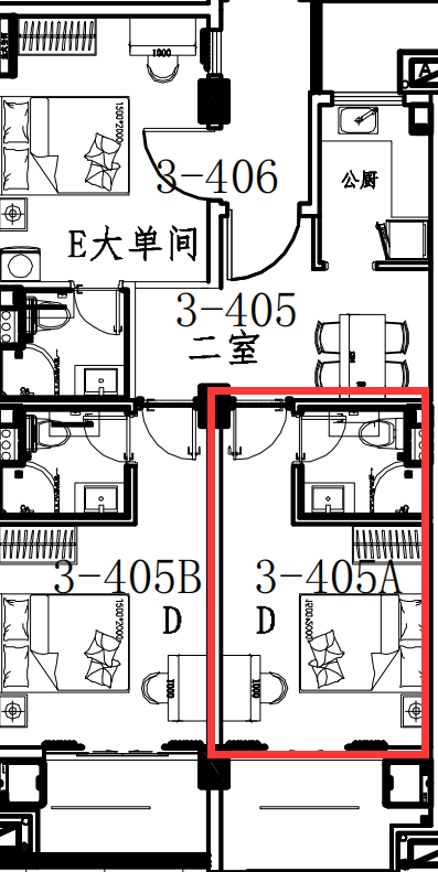 空港德信之翼社区平层单人间